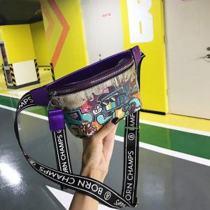 Bananka Geometric Patterns Womens Waist Bag Waterproof PU Fanny Pack Female Shoulder Crossbody Chest Bag Handy Waist Pack