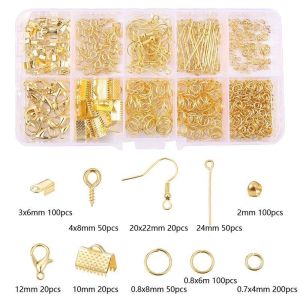 1Set Lobster Clasp Set Kait Lobster Jewelry Making Kit Jump Rings Earring Hook Untuk Membuat Perhiasan Anting