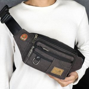 Tas Selempang Pria Canvas POLO AMSTAR Waistbag Slingbag Kanvas Tas Pinggang Cowok Casual Multifungsi