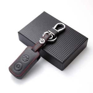 Leather Motorcycle Motorbike Key Cover Case For YAMAHA NVX 155 Aerox X-Max Grand Filano Q-Bix 2 Button - Black (ZF23)