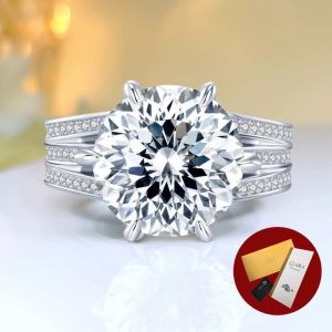Diamcity (Free Gra Certificate) 5 Karat Moissanite Delapan Hati dan Delapan Panah Cincin Terbuka