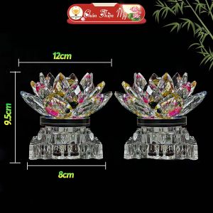Đèn Bàn Thờ Hoa Sen Pha Lê Cao Cấp Có Led 7 Màu Trang Trí Bàn Thờ Gia Tiên Bàn Thờ Phật CHSPL-01