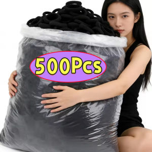 Free gift 500Pcs Multi-pack Black Snappy Hair Ties for Girls Elastic Seamless Ponytail Hairband Scrunchies Gentle Hair Rope