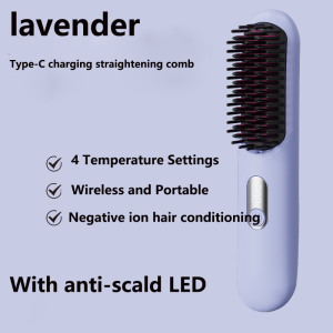 Straightening comb 4-speed rapid heating dry and wet straightening and curling Type-C charging LED display suitable for all hair types.