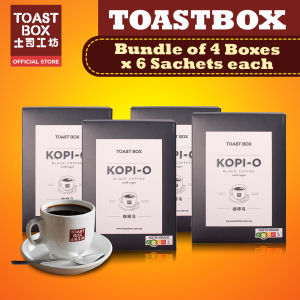 [Bundle of 4]Toast Box KOPI O Black Coffee with Sugar 22gm x 6 Sachets/Box (expire date 01/2027) Total 4 Boxes