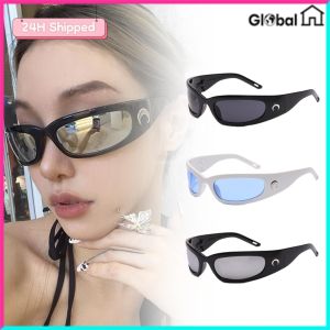 【24H COD】Y2K INS Style New Moon Sunglasses Retro Hip Hop Punk Rectangular Sunglasses
