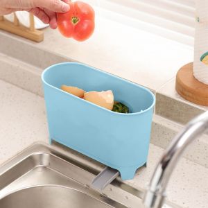1 Pc Kitchen Garbage Can Food Waste Filtering Basket Vegetable Drainage Basket Hanging Garbage Can Drainable Garbage Basket