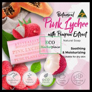 Australian Botanical Soap Pink Lychee with Pawpaw Extract 200g - Australian Made