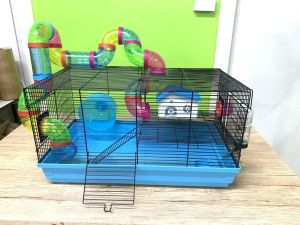 กรงหนู 2 ชั้น พร้อมอุปกรณ์ ขนาด 58*32*31.5cm แกสบี้สามารถใช้ได้ แฮมเตอร์ หนู ใช้ร่วมกันได้