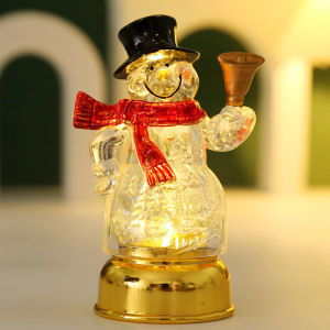 Crystal Christmas Candles LED Light Transparent Electronic Night Lamp Santa Snowman Desktop Ornament
