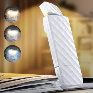 Portable Reading Light Book Clip Rechargeable LED Clip-on Lamp for Books Desk Table Bedroom Reading Eye Protection with 5 Brighteness levels