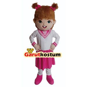 Kostum maskot badut marsha kucir putih pink lucu costume karnaval