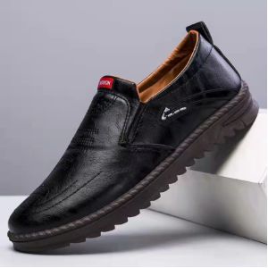 Casual slip-on shoes soft leather soft sole breathable shoes男士休闲鞋