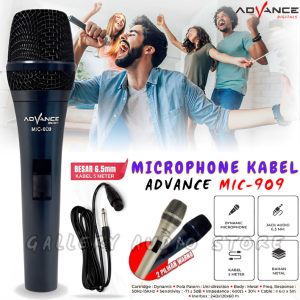 Microphone Professional Dynamic Kabel Mic-909 | Mic Kabel 909 Jack Besar 65MM Panjang Kabel 5 Meter Design Elegan | Gallery Audio