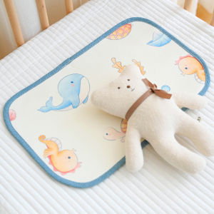 หมอนป้องกันน้ำนมเด็กหญิงเด็กชายผ้าไอซ์ซิลค์สำหรับทารกแรกเกิดหมอนแบน