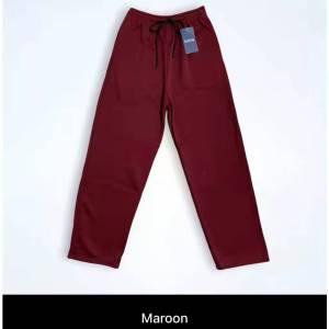 HoenyFashion--Women Elastic Waist Solid Wide Leg Pants