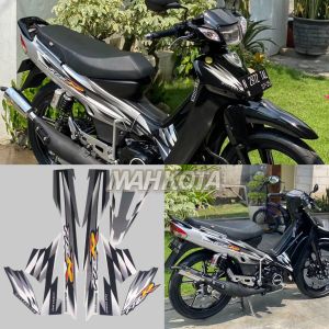 STRIPING STICKER LIS LES POLET yamaha fizr f1zr fiz r milenium hitam silver stiker kualitas terbaik termurah Mahkota Stiker