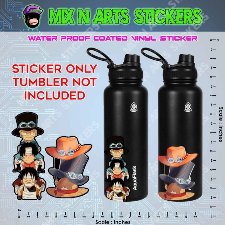 Tumbler Luffy Ace Sabo 3 Brother Sticker Waterproof Laminated Vinyl ...