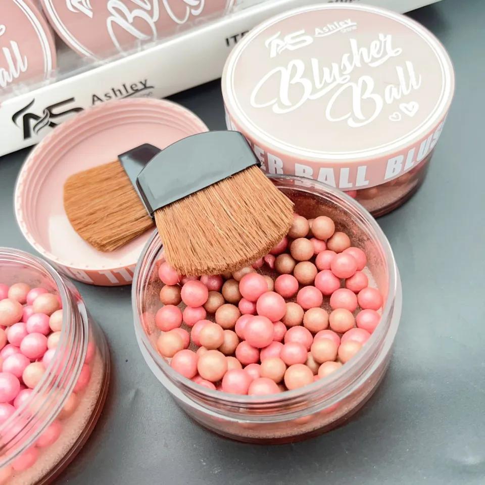 COD NEW Shine Blush On Ball Blushes Pearls Soft Powder Naturally Pigmented  Blusher with Brush