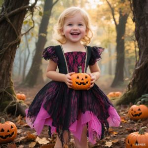 Girls Cosplay Vampire Halloween Dress For Kid Ghost Bride Gothic Costume Count Vampiran Carnival Outfit Black PURPLE Clothes Bag