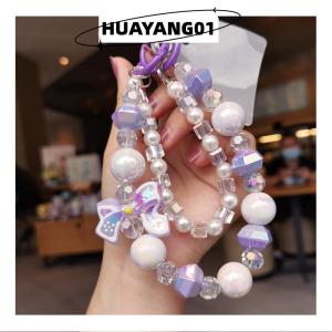 HUAYANG01 [HOT FASHION] Mobile Phone Lanyard Short Style Wrist Strap Bow Knot Handmade Beaded Bracelet Pendant Lanyard Anti-Lost Wide Wrist Strap