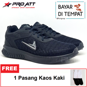 FIURI - Pro ATT - PA 700 Full Hitam 39-44 - Sepatu Kets Pria - Sepatu Sneakers Pria - Sepatu Olahraga Sport Pria - Sepatu Casual Kanvas - Sepatu Jogging Lari Fitness Gym Senam Pria - Sepatu Sekolah Bertali SMP SMA