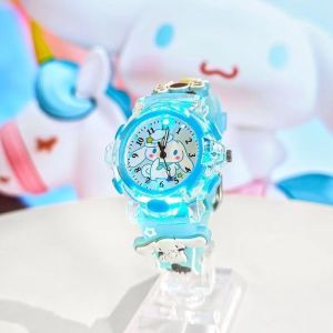Kawaii Hello Kitty Sanrio นาฬิกาอะนิเมะ Kuromi Cinnamoroll Melody น ่ ารักการ ์ ตูนนักเรียน Led Light-Emitting นาฬิกาของเล ่ นของขวัญสาว