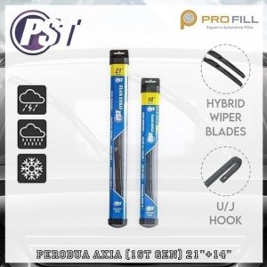 PST Hybrid Wiper Blade Set [Rubber Type] - Perodua Axia (1st Gen) 2014-21 21"+14"