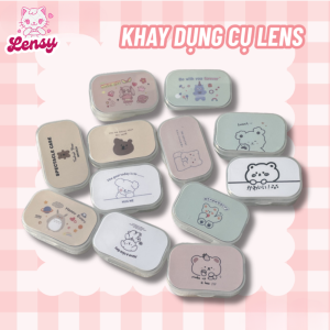 Khay Gương Kèm Dụng Cụ Đeo Lens - Hộp Đựng Lens Xinh Xắn Dễ Thương