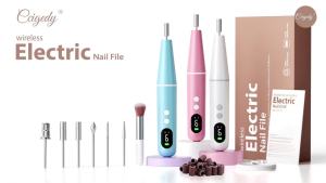 Ccigedy Cordless Electric Nail Drill File for Acrylic & Gel & Dip Powder 9 Adjustable Speeds LED Display 20000 RPM Low Vibration Low Voice Home & Salon Use Professional Results