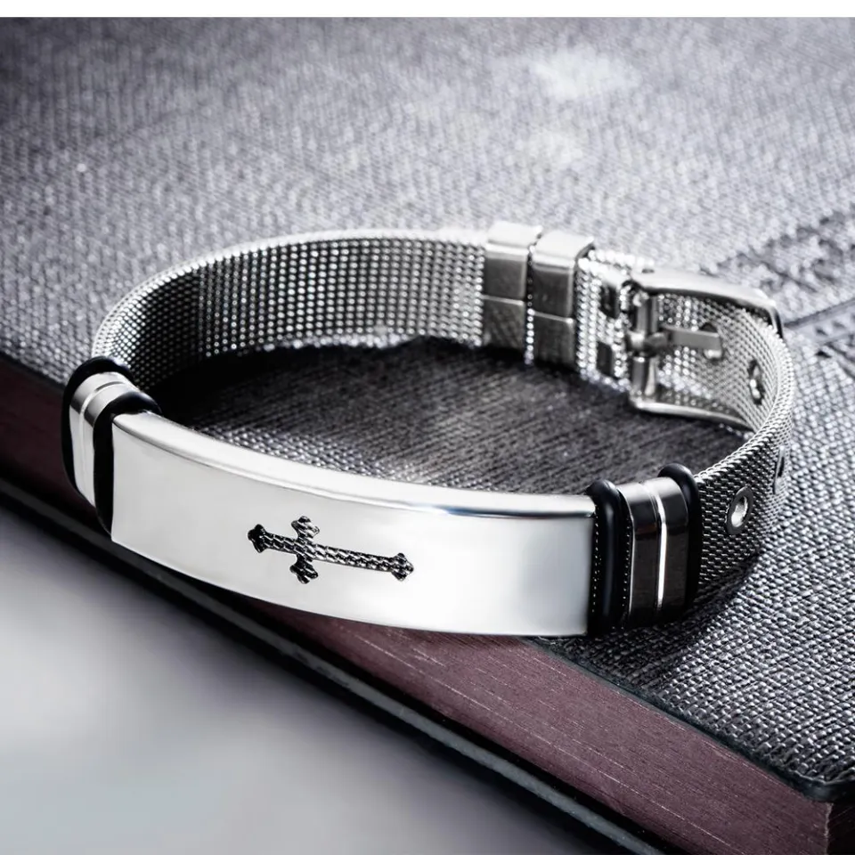 OPK Men Bracelets Business mens steel mesh hollow personality