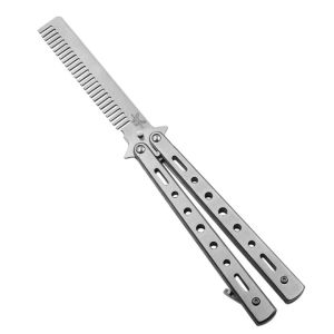 Butterfly Comb Practice Trainer Foldable Stainless Steel Beginner Flip Training Comb Portable Metal Comb for Men Women