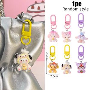 4 cái Sanrio Hello Kitty Keychain phim hoạt hình hoạt hình chéo Mặc quần áo kuromi cinnamoroll Mặt dây chuyền móc treo chìa khóa xe Ba lô đồ trang trí treo lên