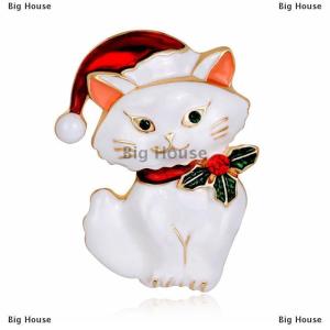 [COD] Big House เข็มกลัดติดเสื้อรูปแมวสำหรับผู้หญิงลายสัตว์แนววินเทจเครื่องประดับสำหรับเทศกาลคริสต์มาส