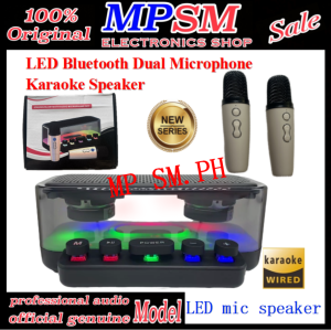The Portable Speaker Wireless Bluetooth Dual Microphone Karaoke Speaker Amplifier Speaker Audio LED