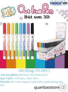 Bút sơn nhũ nét viền 3D nhiều màu CS-H815. Độc đáo với nét viền line 2 bên và màu nhũ bên trong.