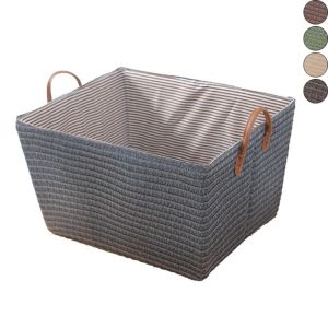 BESTIT Rattan Frame Foldable Storage Box Straw with Handle Clothes Organizer Box High Quality Moisture-proof Clothes Basket Bathroom