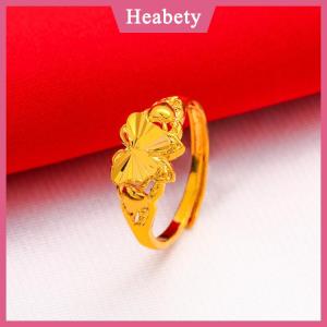 Heabety Mạ Vàng May Mắn Vòng Mở Có Thể Điều Chỉnh Thời Trang Đơn Giản Chuyển Vòng Cho Phụ Nữ Tất Cả Các Trận Đấu Ngón Tay Sang Trọng Phụ Kiện