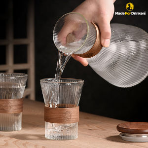 Water Carafe Set Glass Jug Set Water Carafe 1.6 L with 2 Glasses 300 ml Glass Carafe with Lid