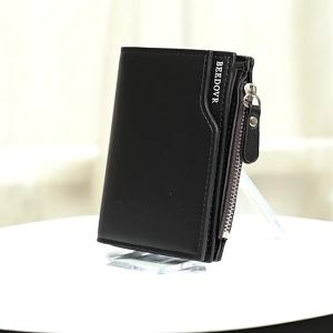Nguồn Hàng 2023 Ví ngắn có khóa kéo mới cho nam nhiều ngăn thẻ thời trang ví nhỏ dọc có khóa bấm