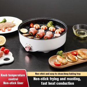 220V MultiCooker Electric Frying Pan Household Barbecue Fried Steak Fish Omelette Frying Pan Non-stick Electric Machine EU Plug