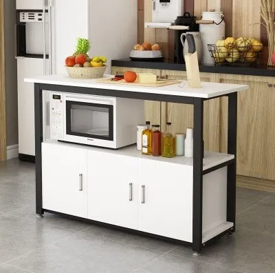 KPH Kitchen Cabinet Table Island Storage Cabinet Cutting Table Microwave Oven Rack Storage