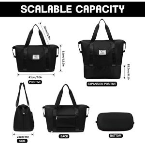 Large Capacity Folding Travel Bag Expandable Dry and Wet Separation Bag Waterproof Carry Luggage Backpack Bag