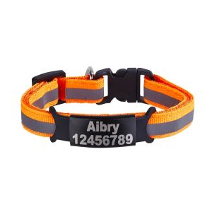 [Khắc miễn phí] Cá Nhân Họa Tiết Cún cưng Mèo con mèo Vòng cổ dây đeo cổ với nylon phản chiếu thẻ cá nhân tùy chỉnh tên nơi