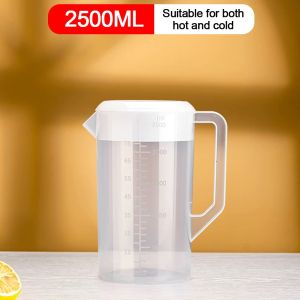 SJJL Transparent Water Bottle Graduated Plastic Cold Water Bottle Plastic Container Large Capacity Water Pitcher Jug Cold Water