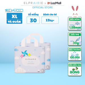 Combo 4 Tã Bỉm Quần ELPRAIRIE Air Thin Nội Địa Hàn Siêu Mỏng Thấm Hút Mềm Mại Chống Hăm Size M-L-XL-XXL Cho Bé Từ 5-25Kg