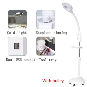 Lampu meja kaca pembesar 16X kali Salon kecantikan LED lampu lantai bulu mata seni kuku tipe lampu meja pencahayaan cahaya dingin tato/bulu mata