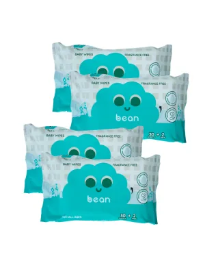 [Bundle of 4] bean Mini Wipes Fragrance Free 32 sheets