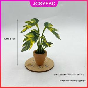 JCSYFAC Nhân tạo trong Chậu mini khoai môn rùa trở lại nhà máy Dollhouse trang trí thực tế màu xanh lá cây lá cho nhà Tabletop đồ trang trí