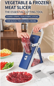 Multi-Functional Vegetable & Frozen Meat Cutter Mandoline Slicer with 5 Blades Dicing Shredding